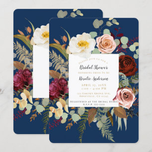 Navy Blue Marsala Pink Rustic Floral Vrijgezellenf Kaart