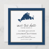 Navy Blue Martha's Vineyard Map Save the Date (Voorkant)