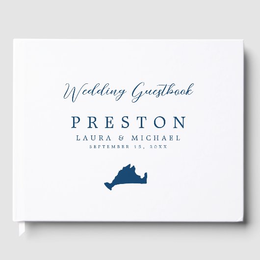 Navy Blue Martha's Vineyard Wedding Gastenboek (Voorkant)
