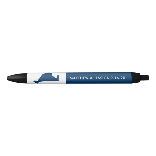 Navy Blue Marthas Vineyard Wedding Zwarte Inkt Pen (Voorkant)