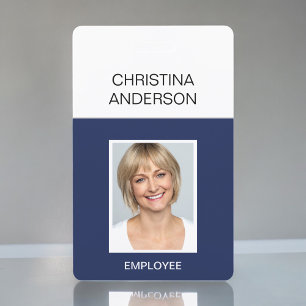 Navy Blue Medewerker - Naam Foto Corporate Work Badge