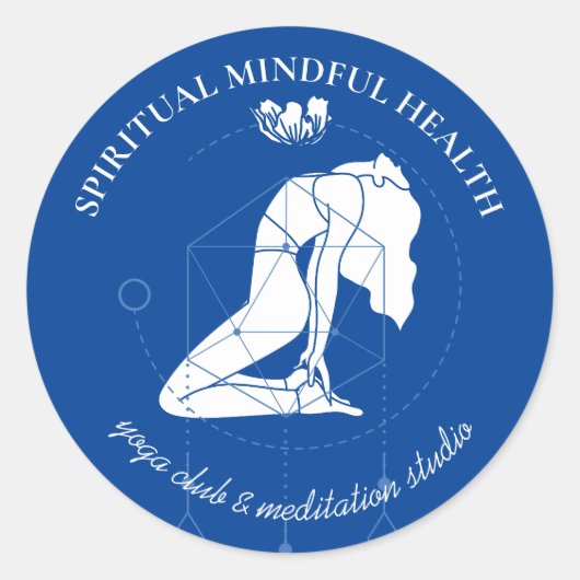 Navy Blue Meditation Chakra Yoga Instructor Ronde Sticker (Voorkant)