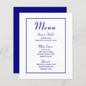 Navy Blue Menu - Minimalistisch modern huwelijk le (Voorkant / Achterkant)
