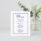 Navy Blue Menu - Minimalistisch modern huwelijk le (Staand voorkant)