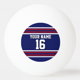 Navy Blue met Burgundy White Stripes Team Jersey Pingpongballen