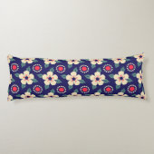 Navy Blue met Cream Flowers Lichaamskussen (Achterkant)