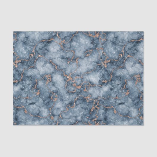 Navy Blue met Glitter Roos Gold Marble Design Tissuepapier (Voorkant)