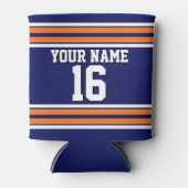 Navy Blue met Oranje White Stripes Team Jersey Blikjeskoeler (Voorkant)