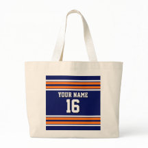 Navy Blue met Oranje White Stripes Team Jersey