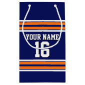 Navy Blue met Oranje White Stripes Team Jersey Klein Cadeauzakje (Achterkant)