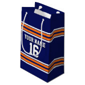 Navy Blue met Oranje White Stripes Team Jersey Klein Cadeauzakje (Achterkant Gekanteld)