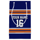 Navy Blue met Oranje White Stripes Team Jersey Klein Cadeauzakje (Voorkant)