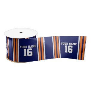 Navy Blue met Oranje White Stripes Team Jersey Lint