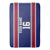 Navy Blue met Red White Stripes Team Jersey Badmat (Voorkant Verticaal)