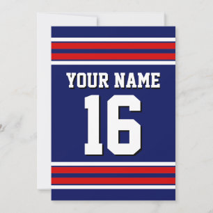 Navy Blue met Red White Stripes Team Jersey Kaart