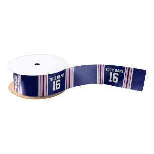 Navy Blue met roze witte strepen Jersey Lint