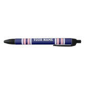 Navy Blue met roze witte strepen Jersey Zwarte Inkt Pen (Bodem)