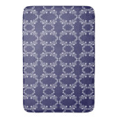 Navy Blue met White Geometric Pattern Bath Mat (Voorkant Verticaal)