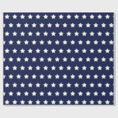 Navy blue met witte sterren matte wrappapier cadeaupapier (Vlak)