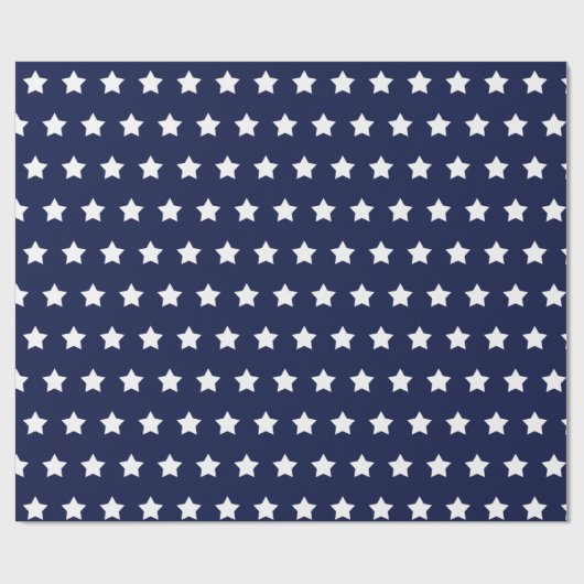 Navy blue met witte sterren matte wrappapier cadeaupapier (Vlak)
