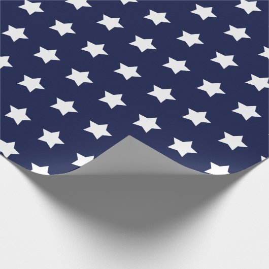 Navy blue met witte sterren matte wrappapier cadeaupapier (Hoek)
