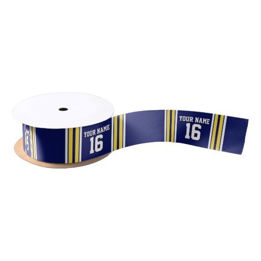 Navy Blue met Yellow White Stripes Team Jersey Lint (Spoel)