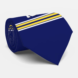 Navy Blue met Yellow White Stripes Team Jersey Stropdas