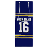 Navy Blue met Yellow White Stripes Team Jersey Wijn Cadeautas (Voorkant)