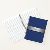 Navy Blue Metallic Accent Monogram Notitieboek (Binnen)