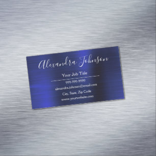 Navy Blue Metallic Folie Modern Business Magnetisch Visitekaartje