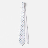 Navy Blue Mini Polka Dot Pattern on White Stropdas (Voorkant)