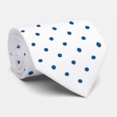 Navy Blue Mini Polka Dot Pattern op White 2 Sided Stropdas (Opgerold)