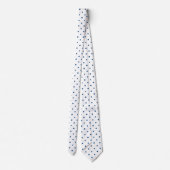 Navy Blue Mini Polka Dot Pattern op White 2 Sided Stropdas (Achterkant)