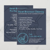 Navy Blue Minimaal Huishouden Schoonmaak Flyer (Voorkant / Achterkant)