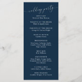 Navy Blue Minimal Wedding Ceremony Program Programma (Achterkant)