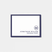 Navy Blue-minimalismonogram Post-it® Notes (Voorkant)