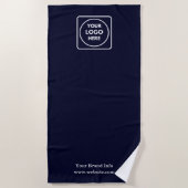 Navy Blue Minimalist | Aangepaste zakelijke Logo Strandlaken (Voorkant)