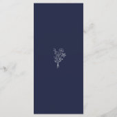 Navy Blue Minimalist Botanicals Terracotta Wedding Menu (Achterkant)