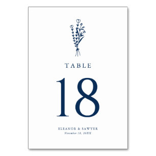 Navy Blue Minimalist Botanicals Wedding Kaart