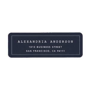 Navy Blue Minimalist Clean Border Address Label