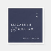 Navy Blue Minimalist Elegant Monogram Huwelijk Servet (Voorkant)