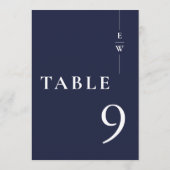 Navy Blue Minimalist Modern Monogram Tafelnummer (Achterkant)