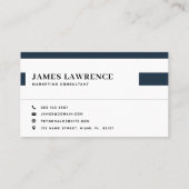 Navy Blue Minimalist Modern Professional Visitekaartje (Achterkant)
