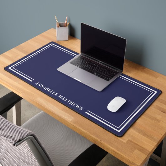 Navy Blue Minimalist Monogram Bureaumat (Kantoor 2)