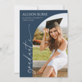 Navy Blue Minimalist Photo Arch Afstuderen Aankondiging (Voorkant)