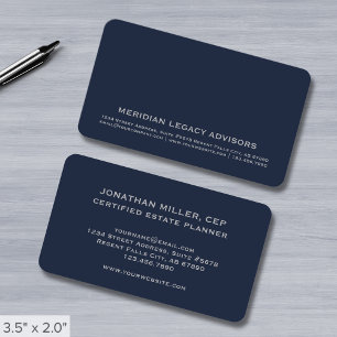 Navy Blue Minimalist Professional Visitekaartje