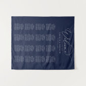 Navy Blue Minimalist Wedding Seating Chart Wandkleed (Voorkant (horizontaal))