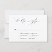 Navy Blue Minimalistische bruiloft RSVP Kaart (Voorkant)