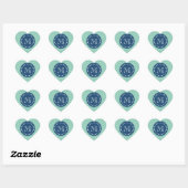 Navy Blue, Mint Green Chevron Pattern | Uw Monog Hart Sticker (Vel)