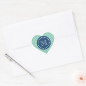 Navy Blue, Mint Green Chevron Pattern | Uw Monog Hart Sticker (Envelop)